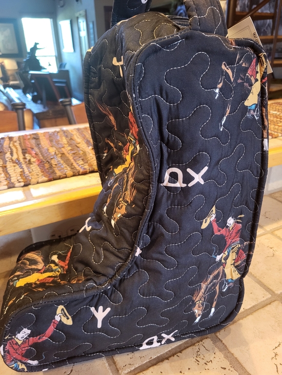 Ida Mae Handbags - Western Boot Bag Black Patterned Bag with Western Print